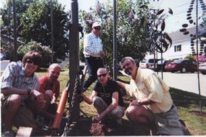 Ryan with Lyman Whitaker and John Spain during sculpture installation.